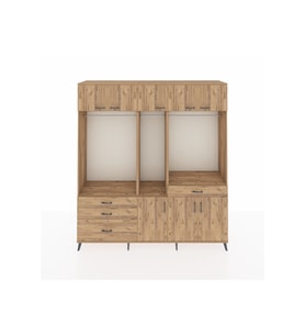 Hyperion Gardrop 8 Raflı 4 Çekmeceli 3 Askılı 220x44x243 Çam-Çam/Çam