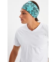 Turquaz Erkek Pamuklu Penye, Kaymaz, Ultra Hafif, Spor Geniş Saç Bandı Bandana Buff (Turkuaz)