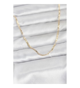 Mey İthalat® CM 14K Gold Renk Yassı Zincir Model 60 cm Kadın Kolye
