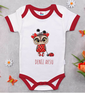 BK Kids Kişiye Özel İsimli Kırmızı Bebek Body Zıbın-41