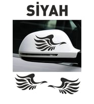 Kanat Yan Ayna Oto Sticker Siyah Sağ-Sol 2 Adet 12*6 Cm