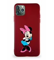 Apple iPhone 11 Pro Max Soft Premier Kapak Minnie Mouse-D Tasarımlı Silikon Kılıf - Mürdüm (Şeffaf)