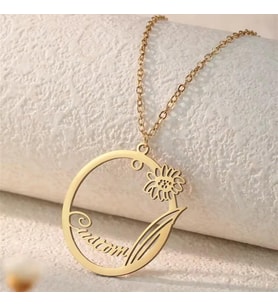 Kişiye Özel 925 Ayar Gümüş Minimalist Karahindiba İsim Kolye (Gold)