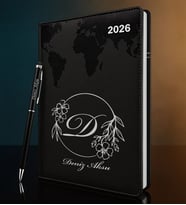 BK Gift Kişiye Özel İsimli Termo Sert Kapak 2026 Siyah Ajanda & Kalem -7, Öğretmenler Günü Hediyesi, Yeni İş Hediyesi
