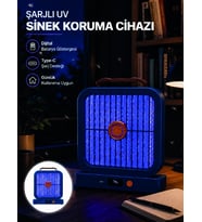 Mey İthalat® UV Işıklı Şarj Edilebilir Sinek Yok Edici Elektrikli Lamba Mavi
