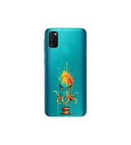 Samsung Galaxy M21 ile uyumlu Splash ahtapot tasarımlı şeffaf silikon kılıf