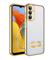Lexroo Galaxy M14 Kılıf Kamera Korumalı Logo Gösteren Omega Kılıf - Gold