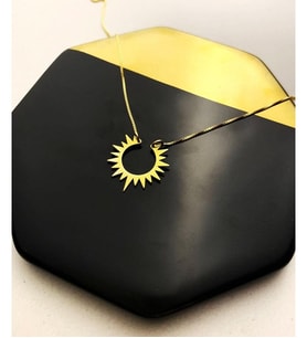 Güneş Modeli 925 Ayar Gümüş  Kolye (Gold)