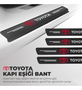 Toyota Logolu Karbon Kapı Eşiği Koruyucu Bant Folyo 4'lü Set