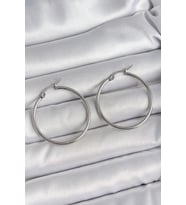 316 Çelik Gümüş Renk 33 mm Halka Model Kadın Küpe