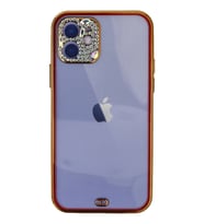 Pilelistore   iPhone 12 Kılıf Liva Taşlı Silikon - Kırmızı