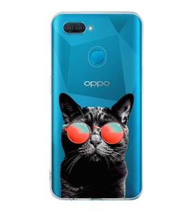 PrintiFy Oppo AX7 ile Uyumlu Kedi 3 Kamera Korumalı Şeffaf Kılıf