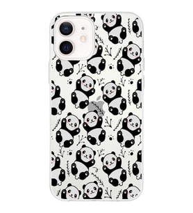 Apple iPhone 12 Mini Uyumlu Kapak Panda Tasarımlı Şeffaf Silikon Kılıf