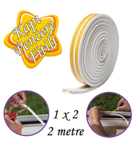 1x2=2 Metre Kapı Pencere Bandı Beyaz Fitili Yapışkanlı Soğuk Izolasyon Bant