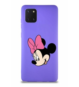 Samsung Galaxy A81 Soft Premier Kapak Minnie Mouse-B Tasarımlı Silikon Kılıf - Mor (Şeffaf)