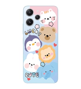 Xiaomi Redmi 12 Uyumlu Uyumlu Cute Animals Tasarımlı Şeffaf Telefon Kılıfı