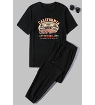 Unisex California Baskılı 2'li Eşofman Takımı (Siyah)