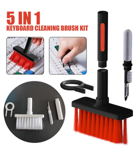 Çok Fonksiyonlu 5 'i 1 Arada Temizleme Kalemi Kiti, Bilgisayar Ve Bluetooth Kulaklık Temizleme Seti Temizlik Kiti Siyah