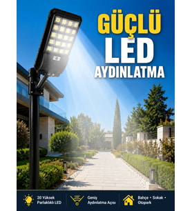 Hareket Sensörlü Solar Led Aydınlatma 3 Modlu Uzaktan Kumandalı Bahçe Lambası
