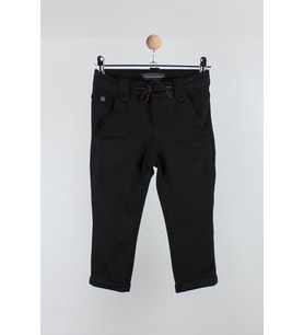 Erkek Çocuk Beli İpli Örme Pantolon Siyah