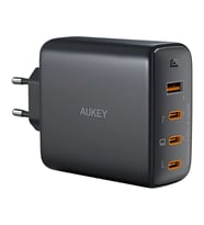 AUKEY 100W 4 Çıkışlı PD GaN Şarj Aleti Başlığı Siyah 3xType-C / 1xUsbA PA-B7S-WH