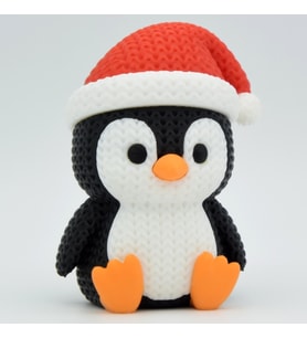 Örgü Dokulu Noel Pengueni Figürü - 3D Yazıcı Tasarım Yılbaşı Biblo