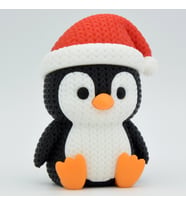 Örgü Dokulu Noel Pengueni Figürü - 3D Yazıcı Tasarım Yılbaşı Biblo