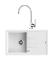 Teka Stone 50 B-TG Beyaz Granit Eviye + Teka IN 995 FW Beyaz Kuğu Mutfak Batarya