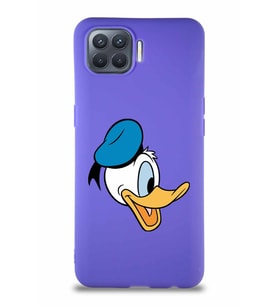 Oppo Reno 4 Lite Soft Premier Kapak Donald Duck-F Tasarımlı Silikon Kılıf - Mor (Şeffaf)