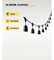 10 Metre 10 Duy E27 Dış Mekan LED Zincir Aydınlatma – Bahçe, Kafe ve Organizasyon Işık Seti (Ampulsü