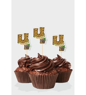 Safari Temalı * 4 (dört) Yaşında Cupcake Süsü '10lu