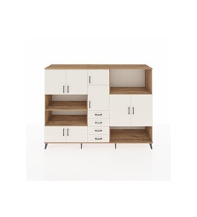 Hyperion Dolap 10 Raflı 4 Çekmeceli 8 Kapaklı 220x44x163 Çam-Aytaşı