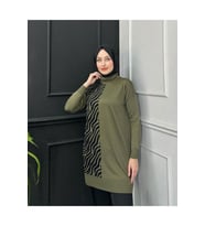 Zebra Desen Soğuk Merserize Tunik (Haki)