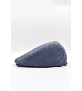 Erkek Lacivert Kasket Keten Yazlık Flat Cap Şapka