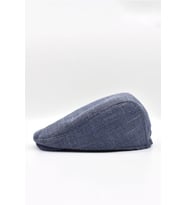 Erkek Lacivert Kasket Keten Yazlık Flat Cap Şapka