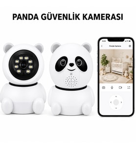 360° Dönebilen Gece Görüşlü Panda Güvenlik Kamerası Gece Görüşlü Çift Yönlü Ses Özellikli Hareket Algılamalı