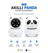 360° Dönebilen Gece Görüşlü Panda Güvenlik Kamerası Gece Görüşlü Çift Yönlü Ses Özellikli Hareket Algılamalı