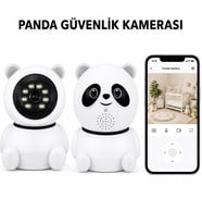 360° Dönebilen Gece Görüşlü Panda Güvenlik Kamerası Gece Görüşlü Çift Yönlü Ses Özellikli Hareket Algılamalı
