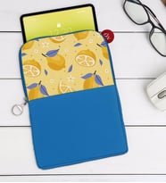 BK Gift Limon Tasarımlı Taşınabilir Koruyucu Tablet Kılıfı & Organizer Çanta - Mavi-1