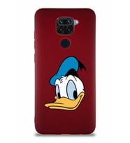 Xiaomi Redmi Note 9 Soft Premier Kapak Donald Duck-B Tasarımlı Silikon Kılıf - Mürdüm (Şeffaf)