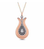 Lale Model Zirkon Taşlı Rose Bayan Gümüş Kolye Model 2