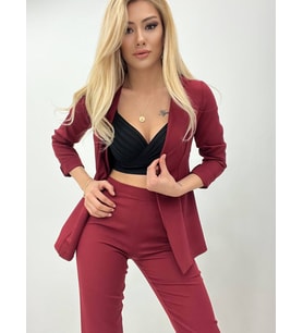 Atlas kumaş ceket pantolon takım(Bordo)