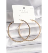 Pirinç Gold Renk Zirkon Taşlı Halka Model Kadın Küpe