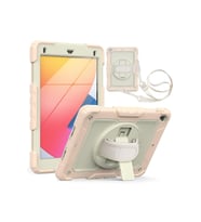 Apple iPad 5. 6. Nesil 2017 2018 9.7" inch Strap Tablet Kılıfı Ekran Koruyuculu Kalemlikli 360°Döner Darbeye Dayanıklı (Pembe)