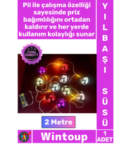 #Led Şık Dekoratif Aydınlatma 2 Metre 10 Led Pilli 2 Kademeli Parlak Top Led Yılbaşı Ağacı Süsü