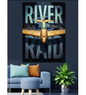 River Raid Temalı Klasik Uçak Dekoratif Kanvas - Mdf Ahşap Tablo