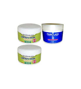 2 Tane Çörek Otu Kremi Büyük XLBoy 200 ml Ağrı Kremi Green + 100 ml Painclass Kuyruk Yağı Kremi / Diz Dirsek İskelet Sırt Bel Kas Eklem Ağrılarına Masaj Seti