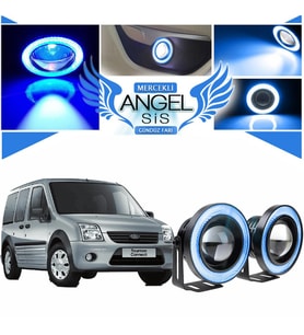 Ford Transit Connect Uyumlu, Universal Mercekli Led Angel Sis Farı, 76mm Buz Mavi Renk