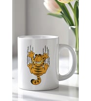 Garfield Tasarımlı 330ml Baskılı Beyaz Seramik Kupa Bardak