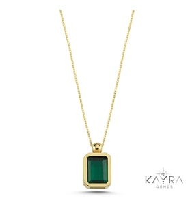 Peridot Taşlı Gümüş Kolye GM02